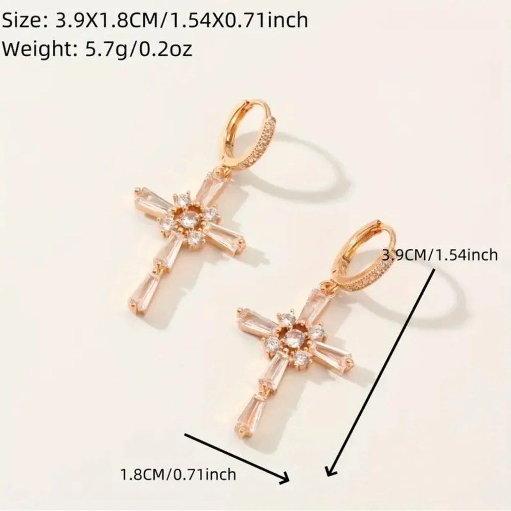 14k Gold Plated Cross Earrings